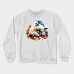 Lazy Birman Cat At Christmas Crewneck Sweatshirt